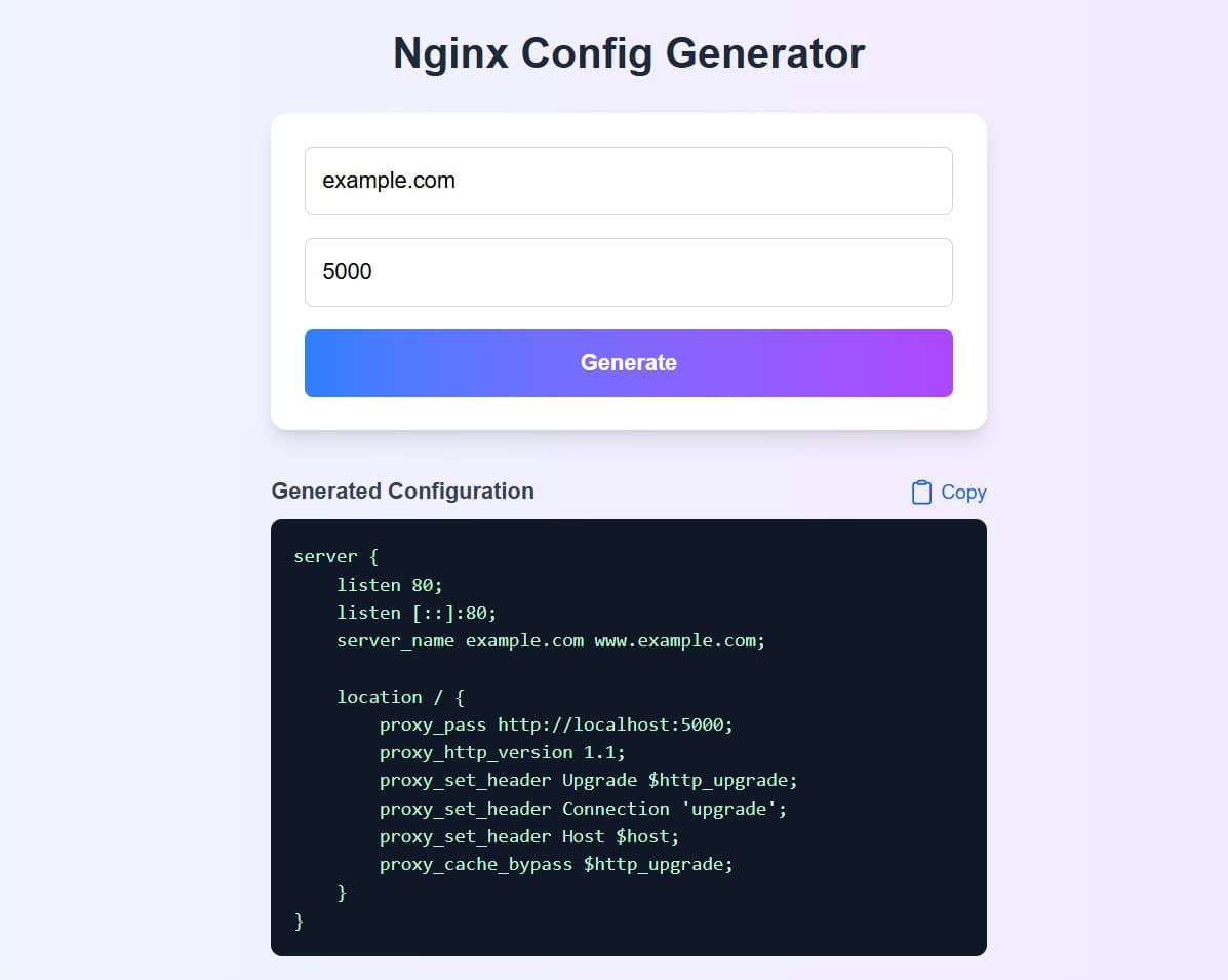 NGINX Config Generator